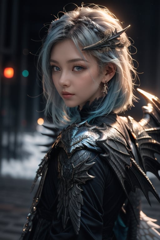 ((best quality)), ((masterpiece)), ((ultra-detailed)), extremely detailed CG, (illustration), ((detailed light)), (an extremely delicate and beautiful), a girl, solo, ((upper body,)), ((cute face)), expressionless, (beautiful detailed eyes), blue dragon eyes, (Vertical pupil:1.2), white hair, shiny hair, colored inner hair, (Dragonwings:1.4), [Armor_dress], blue wings, blue_hair ornament, ice adorns hair, [dragon horn], depth of field, [ice crystal], (snowflake), [loli], [[[[[Jokul]]]]]