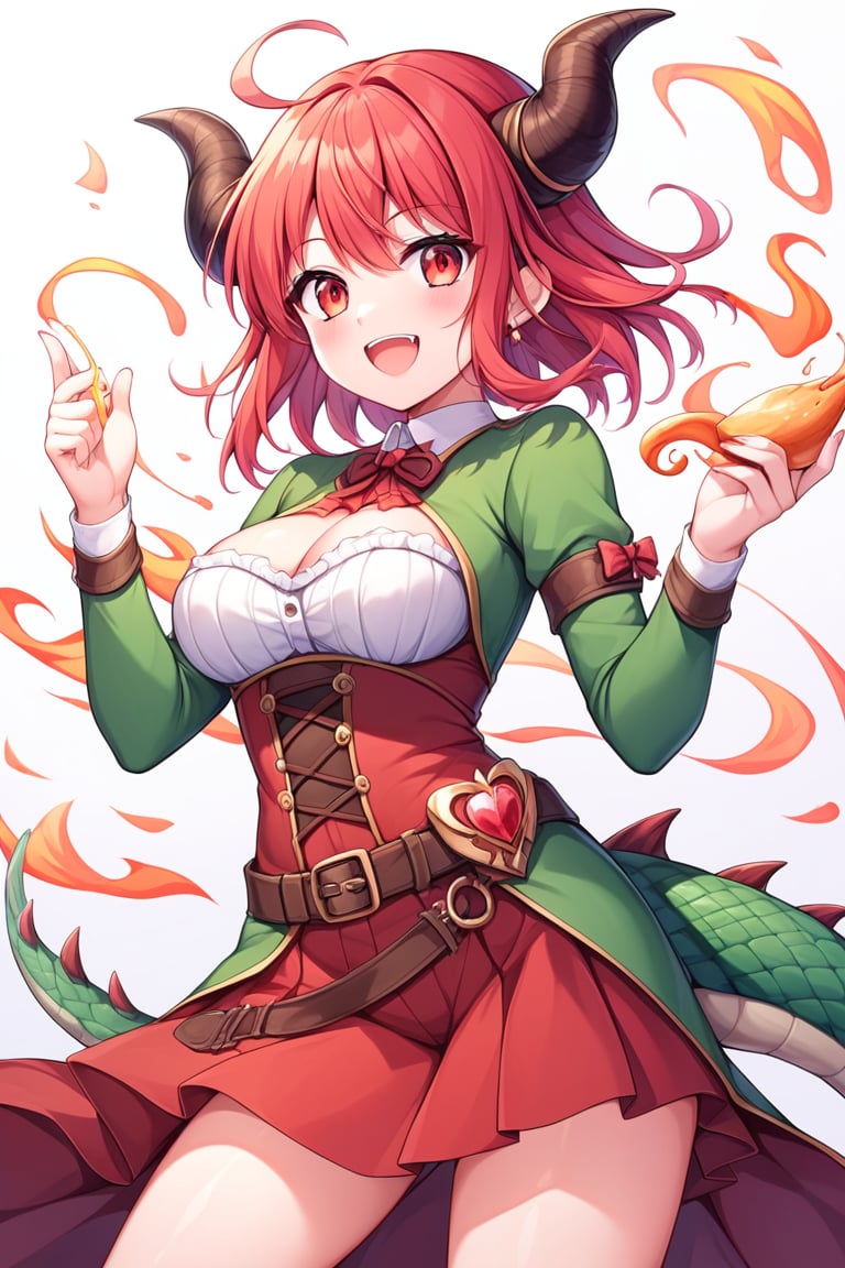 score_9, score_8_up, score_7_up, score_6_up, score_5_up, score_4_up, BREAK, source_anime,


A red dragoness with emerald green scales and two long horns on her head. She has fiery red eyes and wears a golden chestplate armor adorned with rubies. Her tail is wrapped around her waist like a belt, holding up her skirt made of tattered banners from past battles she's won against heroes who dared to challenge her mightiness!

,horror anime art style , abstract art, anime art style, 
