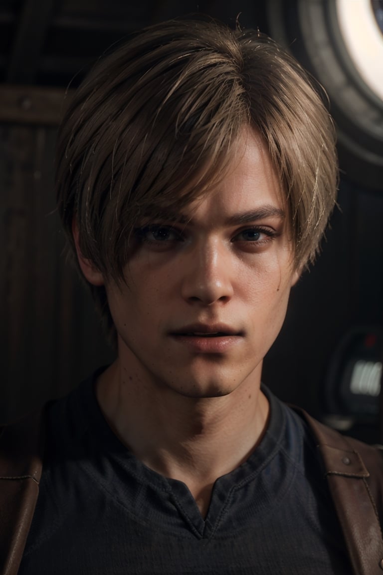 1boy, blonde hair, cinematography, cinematic lighting, movie scene, muted colors, professional, depth of field, photorealistic, magnificent, maximum details, (RAW, dslr, hdr, highest quality), smooth, roughness, hyper realistic, film grain, bokeh, epic, dramatic,RE4Leon