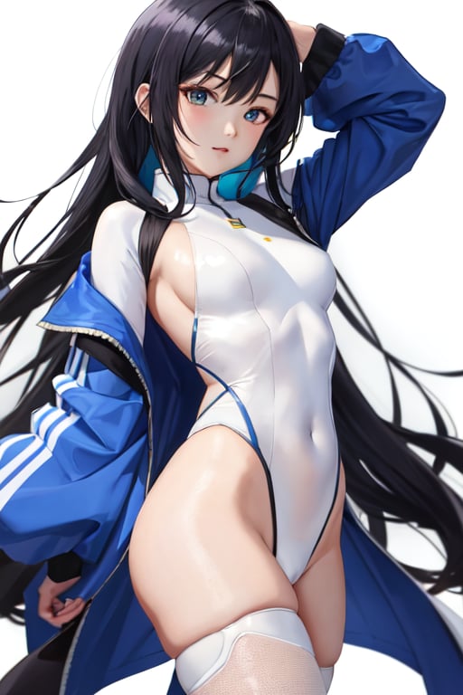 masterpiece, best quality, white body suit, black hair, anime 