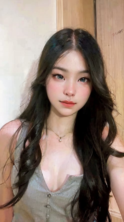 20 years old woman, (photorealistic:1.4, realistic), highly detailed CG unified 8K wallpapers, 1girl, (((slender body:0.8))), ((small breasts:0.7)), looking at viewer, (HQ skin:1.4), 8k uhd, dslr, soft lighting, high quality, film grain, Fujifilm XT3, ((close up shot:1.2)), (((black dress, black mini skirt))), ((simple background, black background))