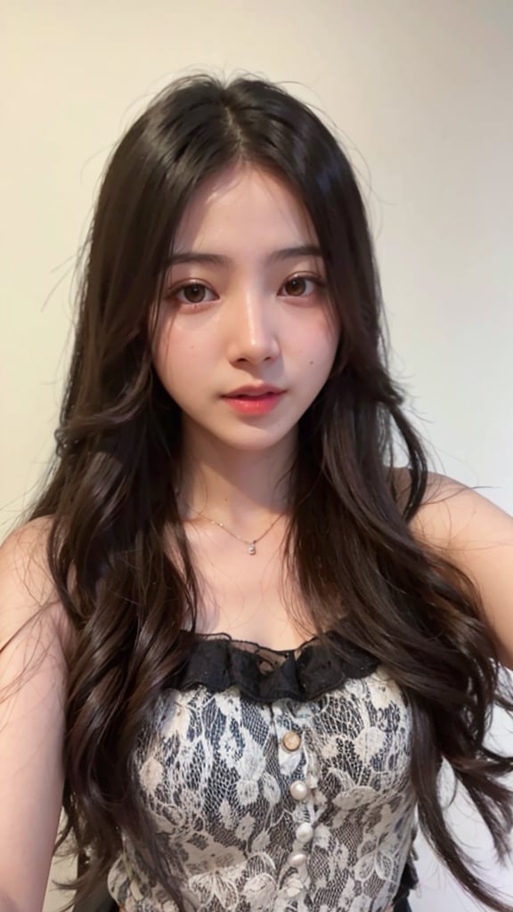 20 years old woman, (photorealistic:1.4, realistic), highly detailed CG unified 8K wallpapers, 1girl, (((slender body:0.8))), ((small breasts:0.7)), looking at viewer, (HQ skin:1.4), 8k uhd, dslr, soft lighting, high quality, film grain, Fujifilm XT3, ((close up shot:1.2)), (((black dress, black mini skirt))), ((simple background, black background)),b3rli,jiae,perfecteyes