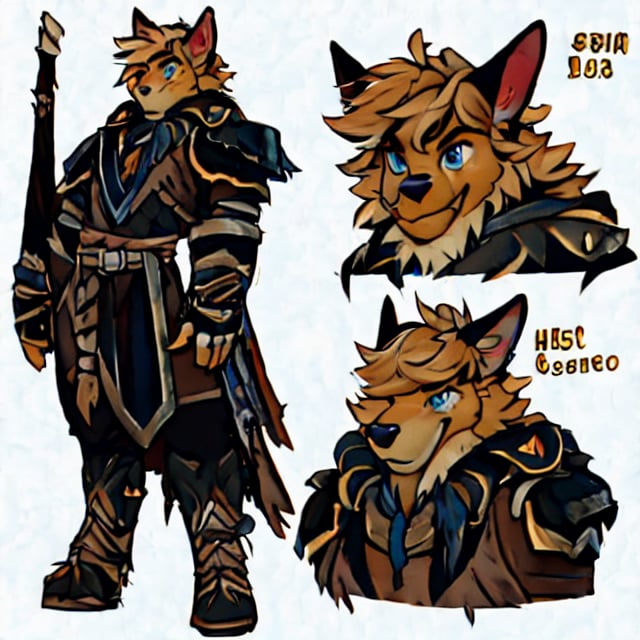 (CharacterSheet:1t),pirate, 1male, Roman_armor, black_fox, ancient_roman, aqua_hair, blue_eyes, anthromorph, high_resolution, digital_art, cute_fang, golden_jewelry, animal_tail,messy_hair, fancy, hunter, (multiple views, full body, upper body, reference sheet:1), back view, front view,(white background, simple background:1.2),(dynamic_pose:1.2),(masterpiece:1.2), (best quality, highest quality), (ultra detailed), (8k, 4k, intricate), (50mm), (highly detailed:1.2),(detailed face:1.2), detailed_eyes,(gradients),(ambient light:1.3),(cinematic composition:1.3),(HDR:1),Accent Lighting,extremely detailed,original, highres,(perfect_anatomy:1.2),SZ_4po enviroment,vane /(granblue fantasy/),nargacuga armor,lord of the rings (but careful with the word "lord"), digital_art