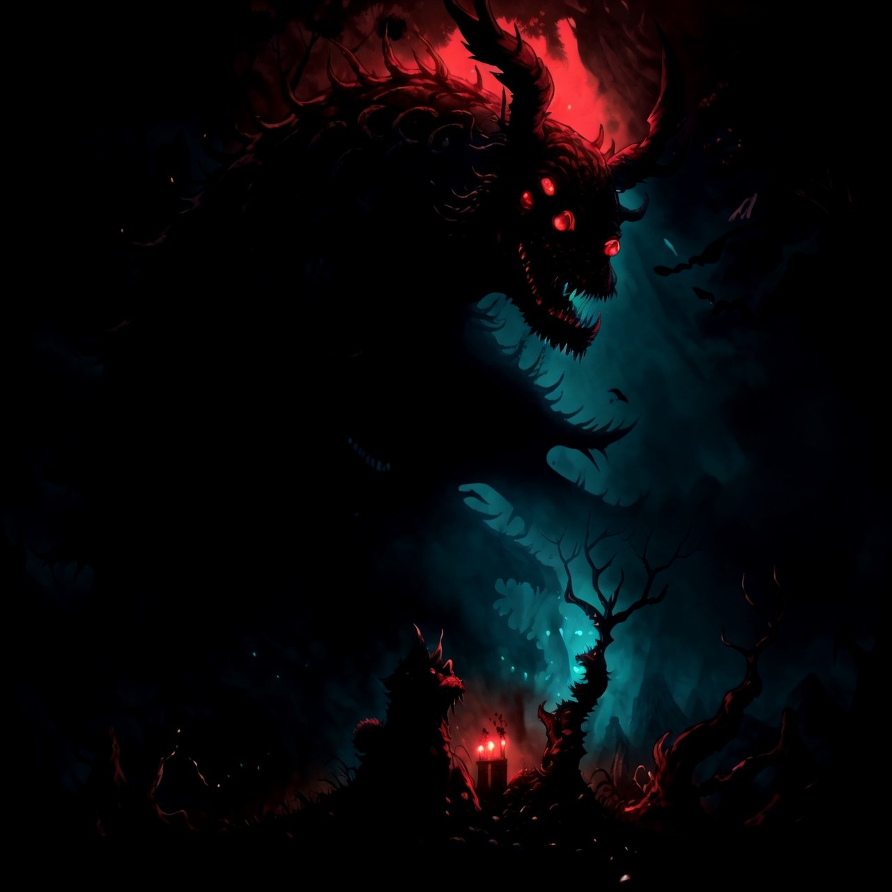 Rabbit monster voraciously devouring other animals in a gruesome, bloody spectacle, depicted through a digital illustration reminiscent of H.R. Giger's nightmarish biomechanical style. The scene unfolds in an otherworldly landscape with twisted trees and surreal terrain, showcasing the horror of the feast with a chilling color temperature, conveying the monster's sinister delight through menacing facial expressions, illuminated by eerie, dim lighting, and an atmosphere steeped in malevolence. 

300 DPI, HD, 8K, Best Perspective, Best Lighting, Best Composition, Good Posture, High Resolution, High Quality, 4K Render, Highly Denoised, Clear distinction between object and body parts, Masterpiece, Beautiful face, 
Beautiful body, smooth skin, glistening skin, highly detailed background, highly detailed clothes, 
highly detailed face, beautiful eyes, beautiful lips, cute, beautiful scenery, gorgeous, beautiful clothes, best lighting, cinematic , great colors, great lighting, masterpiece, Good body posture, proper posture, correct hands, 
correct fingers, right number of fingers, clear image, face expression should be good, clear face expression, correct face , correct face expression,

,ghost nocturnal,fantasy00d,bbunnysuit