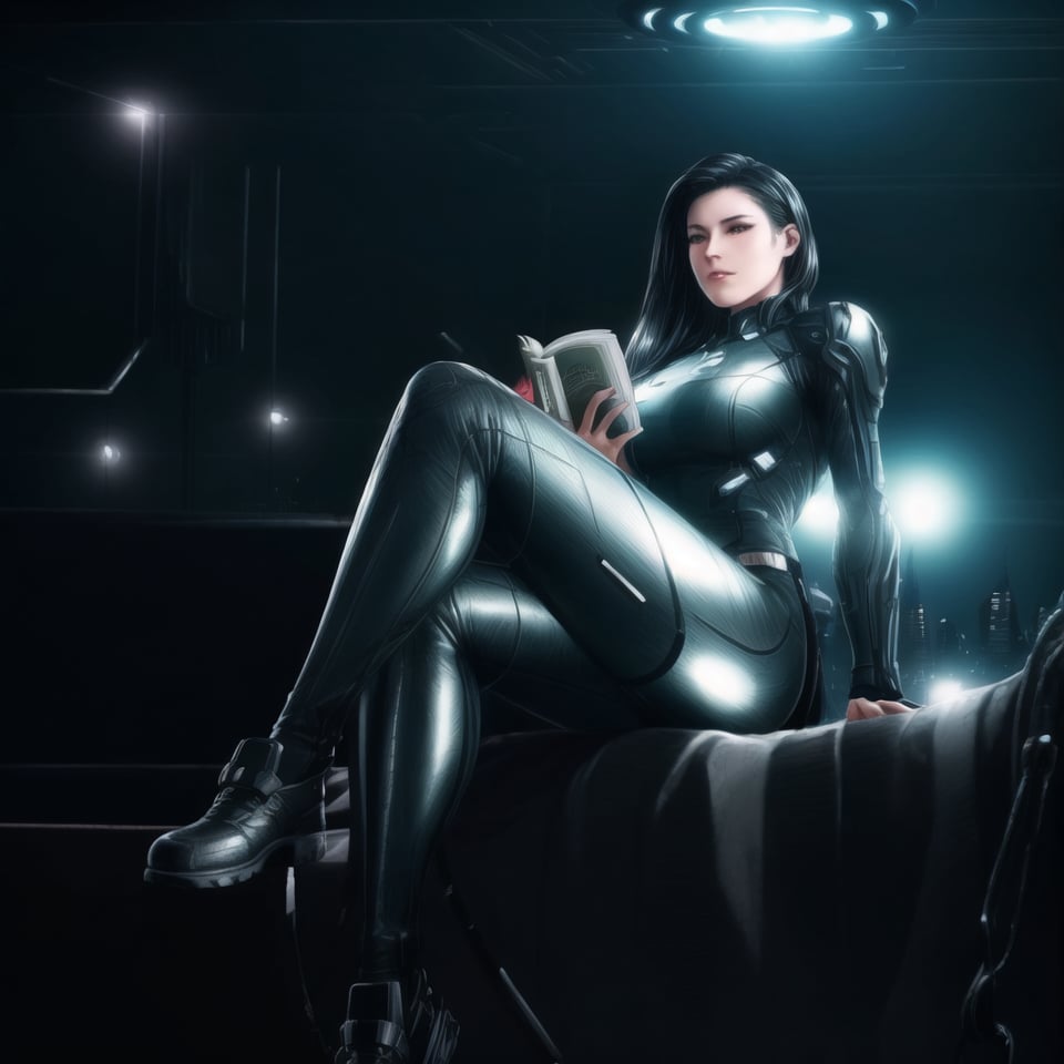 A woman reading a book on a futuristic hover bed, dressed in sleek, metallic clothing, which showcases her body in erotic way, hot body, reading book, erotic reading posture, 

A woman reclining on a floating hover bed, dressed in metallic, body-hugging clothing that accentuates her curves, as she reads a book. The setting is a futuristic bedroom with sleek, minimalistic design and neon-lit walls. Her reading posture is relaxed yet sensually elegant, with soft, diffused lighting casting gentle highlights on her outfit. The scene is set against a backdrop of a futuristic city skyline visible through large windows. Detailed, vivid colors, natural light reflections, high-resolution, modern sci-fi design, realistic texture.


HD, 8K, Best Perspective, Best Lighting, Best Composition, Good Posture, High Resolution, High Quality, 4K Render, Highly Denoised, Clear distinction between object and body parts, Masterpiece, Beautiful face, 
Beautiful body, smooth skin, glistening skin, highly detailed background, highly detailed clothes, 
highly detailed face, beautiful eyes, beautiful lips, cute, beautiful scenery, gorgeous, beautiful clothes, best lighting, cinematic , great colors, great lighting, masterpiece, Good body posture, proper posture, correct hands, 
correct fingers, right number of fingers, clear image, face expression should be good, clear face expression, correct face , correct face expression, better hand position, realistic hand position, realistic leg position, no leg deformed, 
perfect posture of legs, beautiful legs, perfectly shaped leg, leg position is perfect, proper hand posture, no hand deformation, no weird palm angle, no unnatural palm posture, no fingers sticking to each other, clear different between fingers of the hand,
no deformed arm, better posture for arms, perfect arms, realistic arms, correct length of fingers, perfect length fingers, stunning look, use of fibonacci in the art, no unrealistic fingers, ankle of arms should be correct, 
ankle of hand shoud be correct, hand ankle should not be unrealistic, perfect hand ankle, good posture for hand ankle, smooth posture for hand ankle, size composition should be correct, size comparison between object and human should match real life,
perfect size composition,

 
reading_book, future, hot_body, hover_chair, 