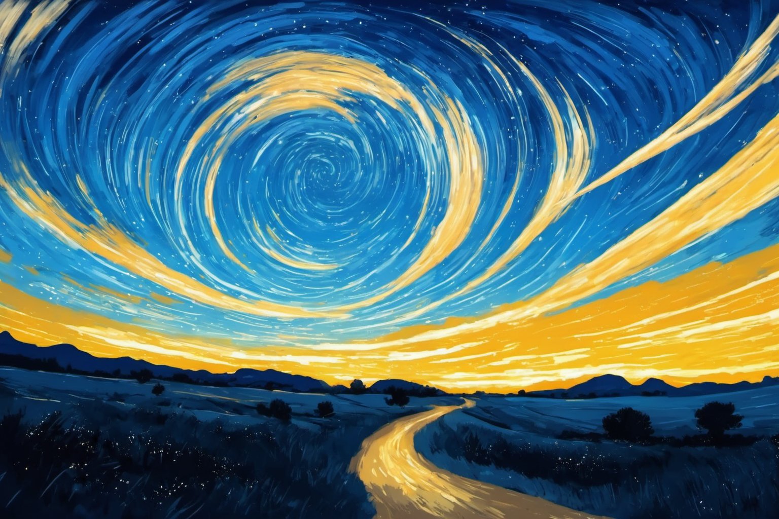an illustration portraying a sky filled with beautiful meteorites, their radiant trails illuminating the night sky.
Artist Inspiration: Vincent van Gogh
Description: Drawing from van Gogh's expressive style, the illustration captures the meteorites as dynamic elements in the sky. Their vibrant trails dance across the canvas, adding movement and energy. The atmosphere is a blend of artistic interpretation and the fascination of cosmic phenomena. --v 5 --stylize 1000, cinematics, 4k, cinematics, best lighting, best perspective, best composition, ,no_humans,EpicSky,LODBG,lty,cloud