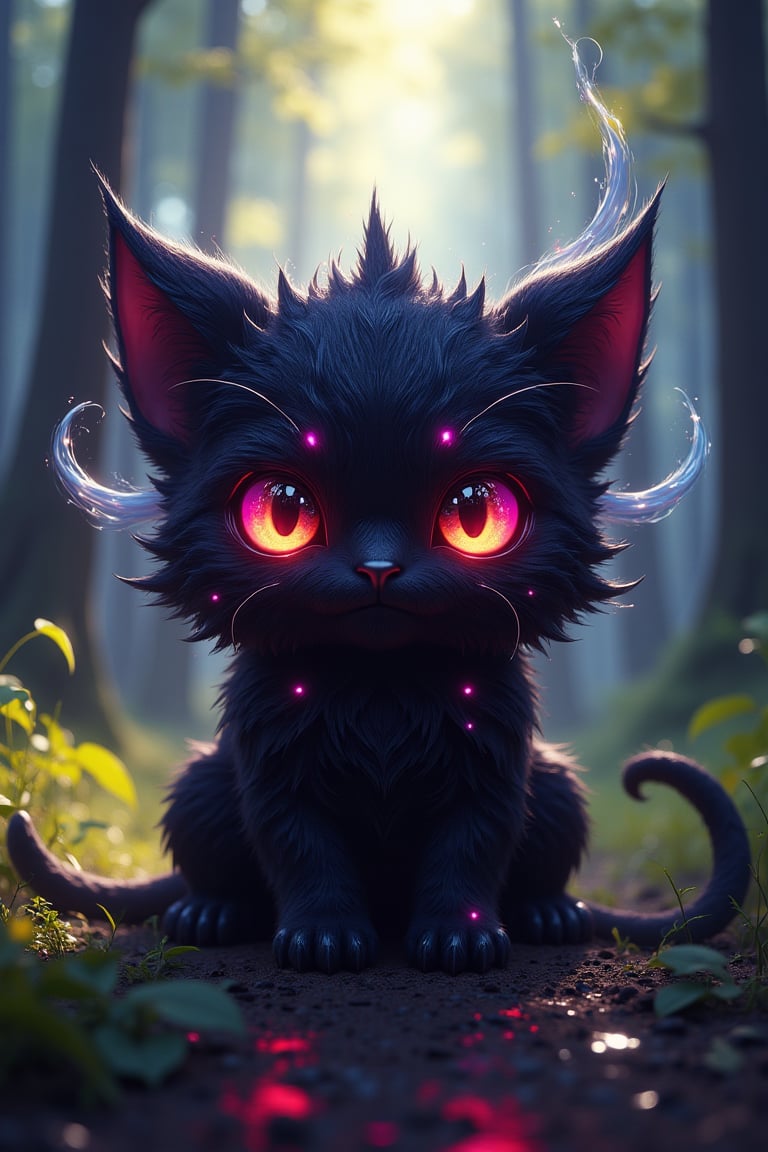 olpntng style, Cute and adorable darkness creature, glowing smoke neon eyes, fantasy, sunlight, sunbeam, intricate detail. 8k, dreamlike, surrealism, super cute, symmetrical, soft lighting, trending on artstation, intricate details, highly detailed, unreal engine, by ross tran, wlop, artgerm and james jean, Brian Froud, art illustration by Miho Hirano, Neimy Kanani, oil on canvas by Aykut Aydoğdu, oil painting, heavy strokes, paint drippingi