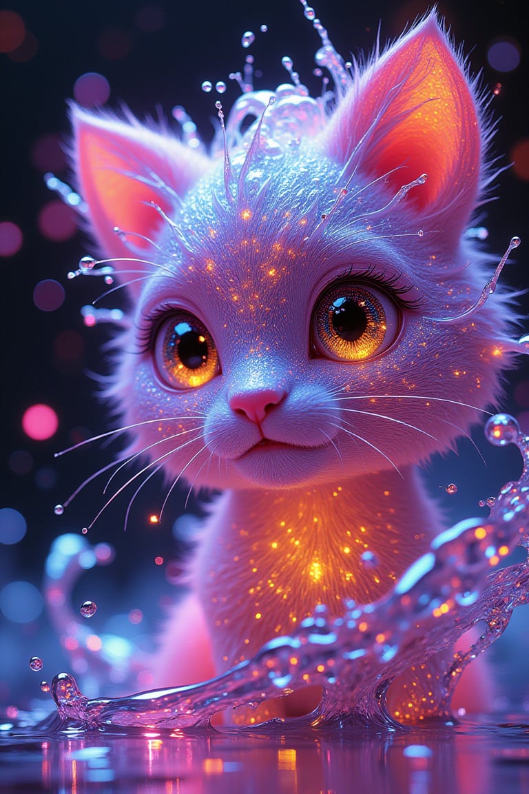 breathtaking art by Tyko Sallinen strybk style, kids story book style, made of water, muted, colors, watercolor style ultra highly detailed, detailed a animal (toys:1.6) Shimmering swirling glitter, digital painting, highly detailed, filigree, intricated, Miki Asai Macro photography, close-up, hyper detailed, trending on cgsociety by alberto seveso, Hans Zatzka . award-winning, professional, highly detailed,glowing,bright,luminous skin,glowing brightly,warm light,radiant,soft,glowing skin and vibrant, luminous features,glowing visual effects,glowing particles,neon