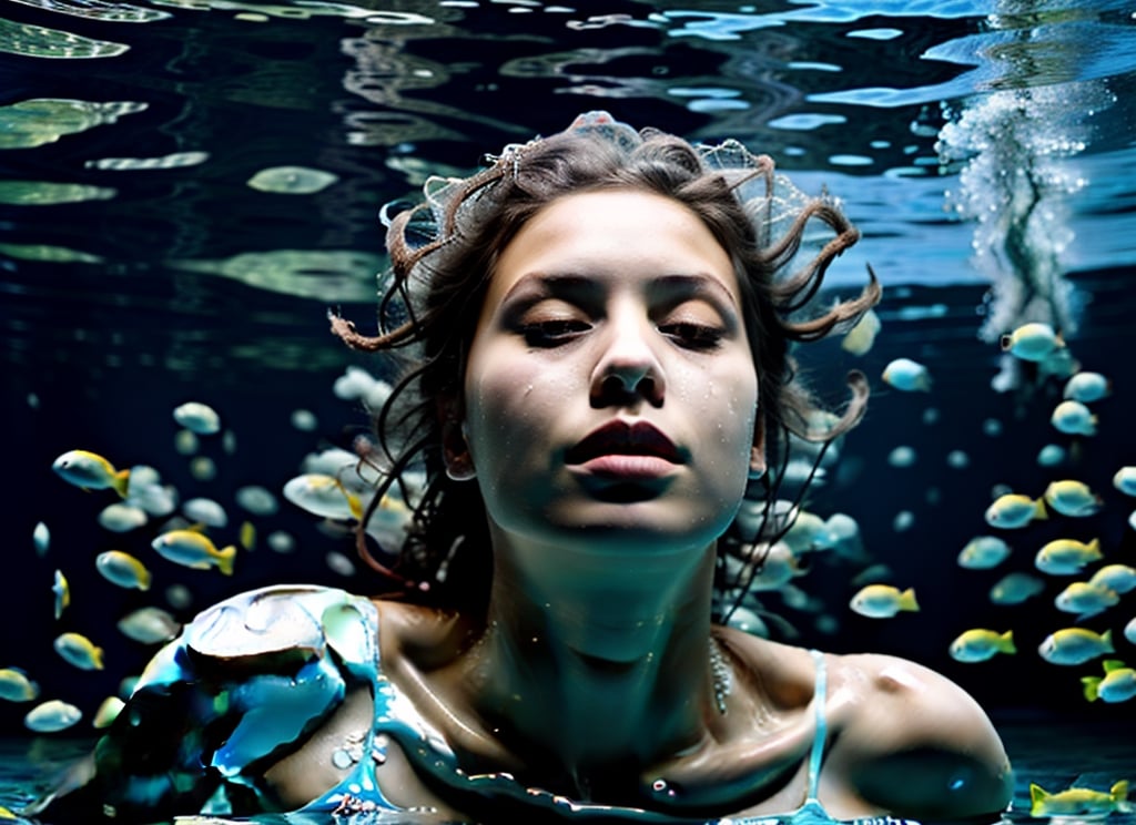 20-year-old girl swimming under water