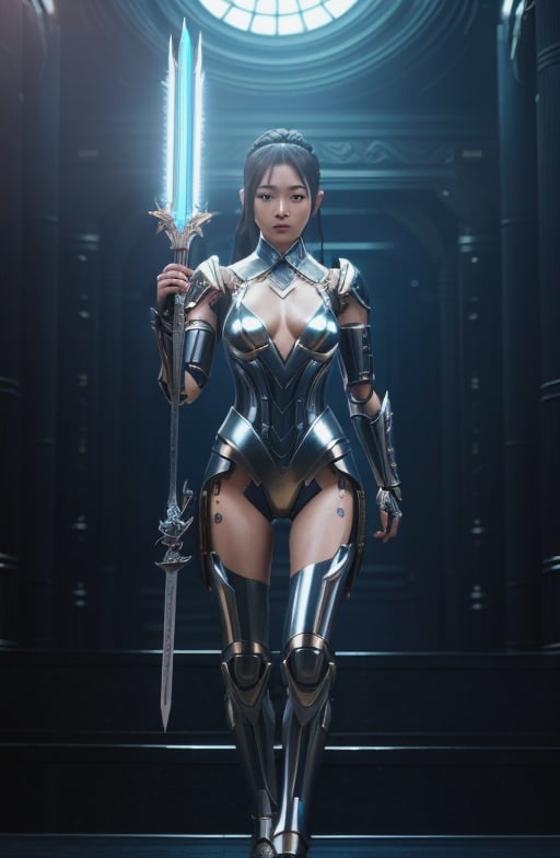 complex 3d render ultra detailed of a beautiful teen chinese face, holding twin sword, beautiful studio soft light, rim light, vibrant details, luxurious cyberpunk, background fireland, octane render, H. R. Giger style, 8k, best quality, masterpiece, illustration, an extremely delicate and beautiful, extremely detailed ,CG ,unity ,wallpaper, (realistic, photo-realistic:1.37),Amazing, finely detail, masterpiece,best quality,official art, extremely detailed CG unity 8k wallpaper, absurdres, incredibly absurdres,  fembot, silver halmet, full body, fighting,zhongfenghua,photorealistic,LuxuriousWheelsCostume