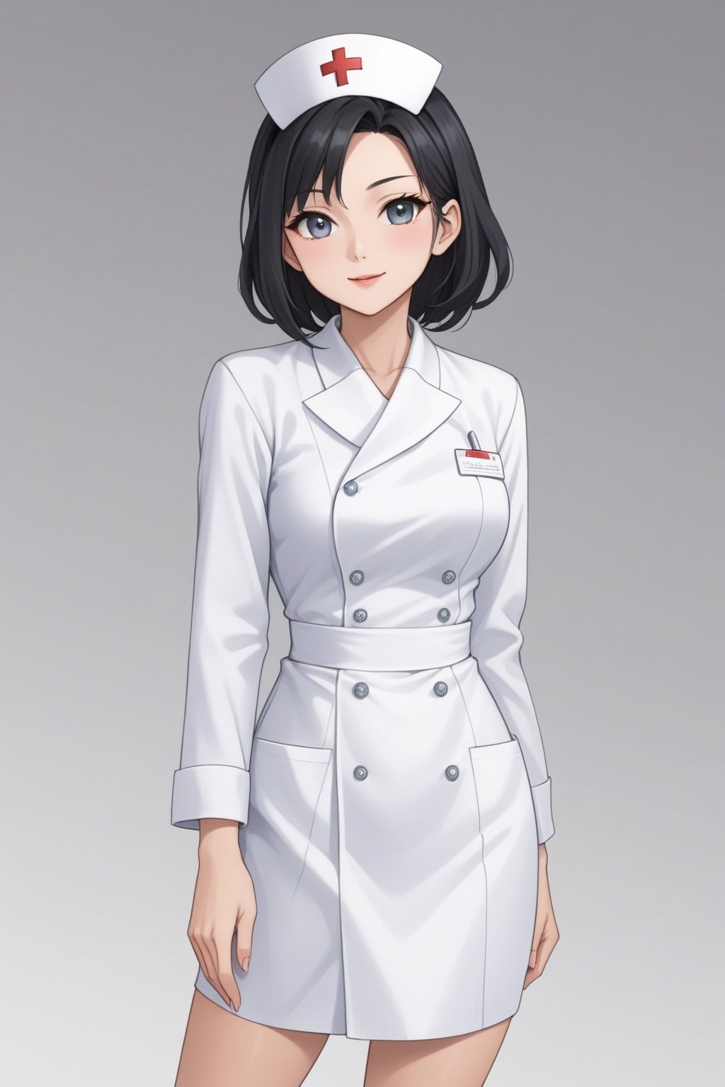 score_9, score_8_up, score_7_up, score_6_up, score_5_up, score_4_up, 
Source_Anime, 
1 girl, mature and beautiful girl, Japanese nurses, nurse suit, Slim figure, syringe, gray gradient background, no background,