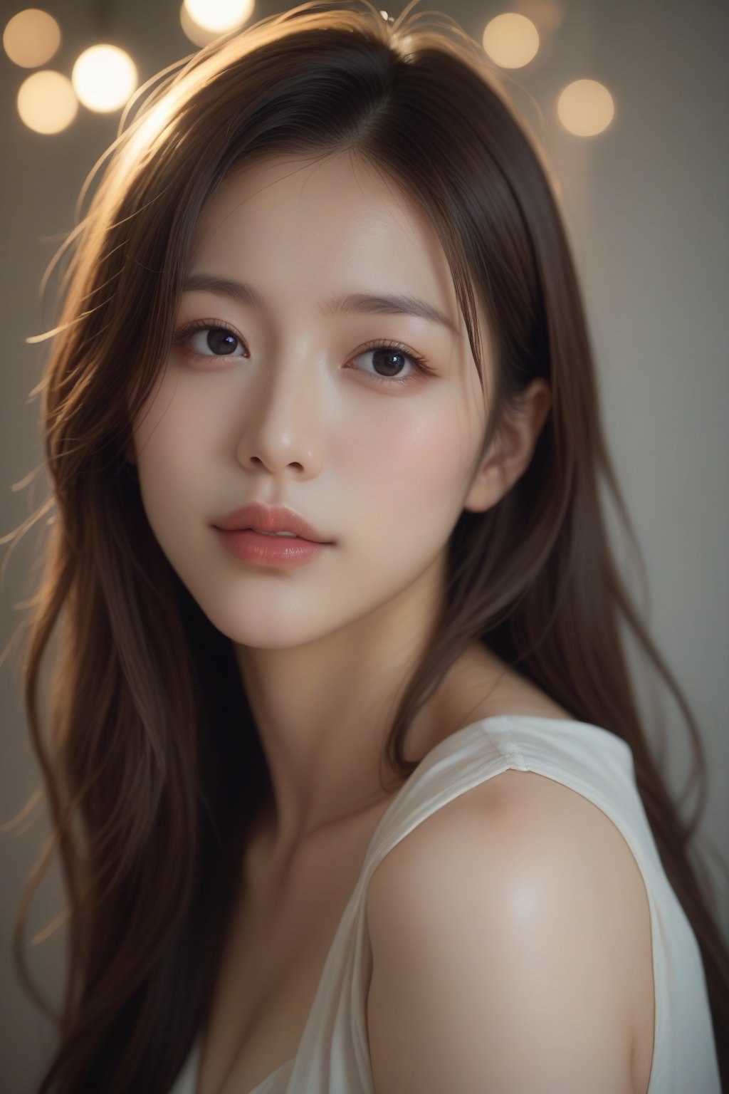 score_9, score_8_up, score_7_up, masterpiece, best quality, 
BREAK
1girl, solo, Japanese girl, long hair, brown hair, upper body, black eyes, lips, realistic, out of focus foreground and background, depth of field, soft bokeh, soft lighting bathes the body and face