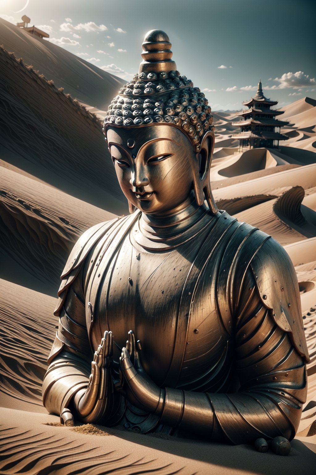 Doton, Doton no Jutsu, (1boy:1.5), solo, ninja, ninja clothes, (Buddha statues:1.2), (Buddha statues made of sand:1.5),
Outdoors, dune, desert, 
fighting stance,
(Masterpiece, Best Quality, 8k:1.2), (Ultra-Detailed, Highres, Extremely Detailed, Absurdres, Incredibly Absurdres, Huge Filesize:1.1), (Photorealistic:1.3), By Futurevolab, Portrait, Ultra-Realistic Illustration, Digital Painting. 
