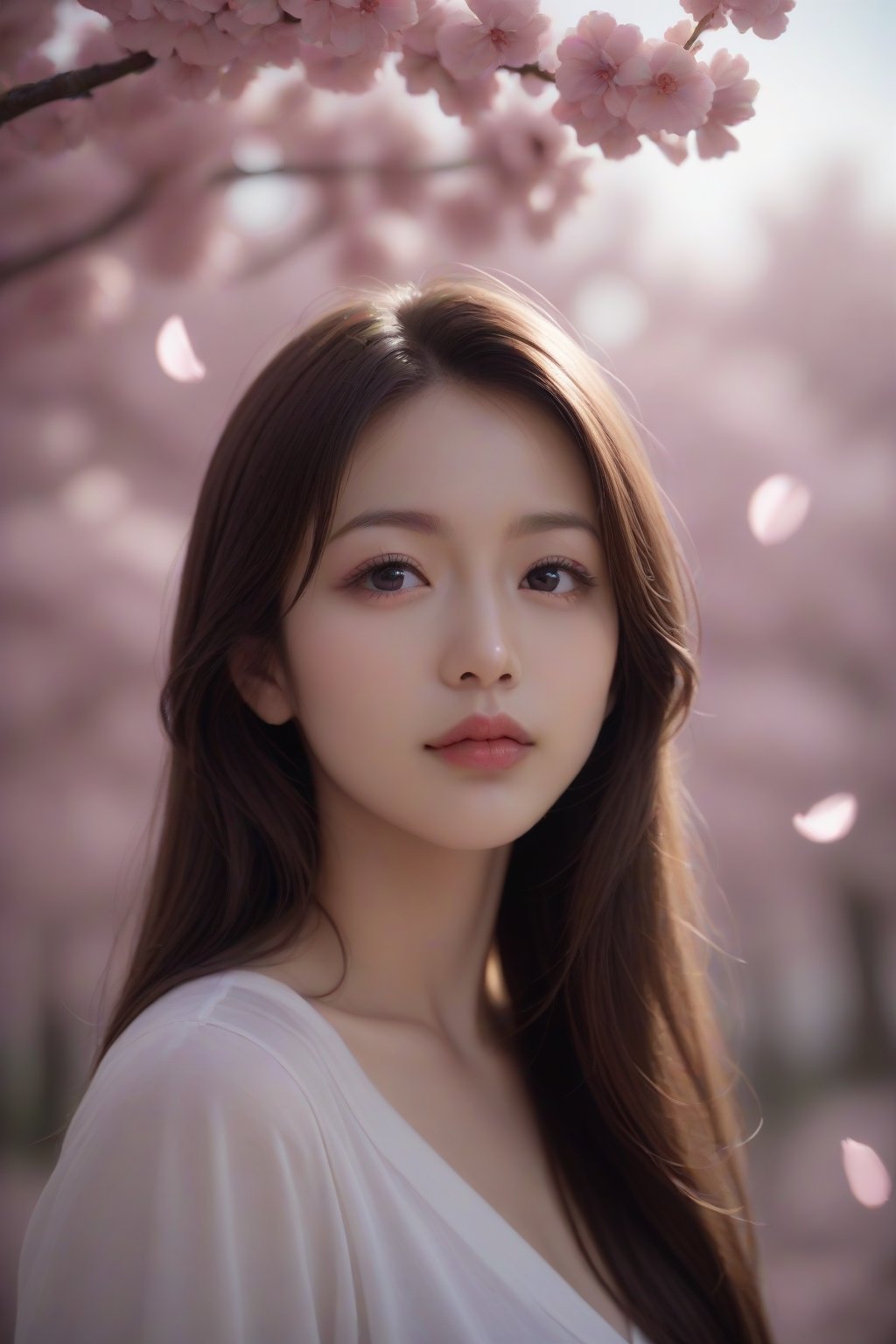 score_9, score_8_up, score_7_up, source_Anime, masterpiece, best quality, 
BREAK
1girl, solo, long hair, brown hair, upper body, , black eyes, lips, realistic ,cherry blossoms, out of focus foreground and background,depth of field, soft bokeh, soft lighting bathes she body and face