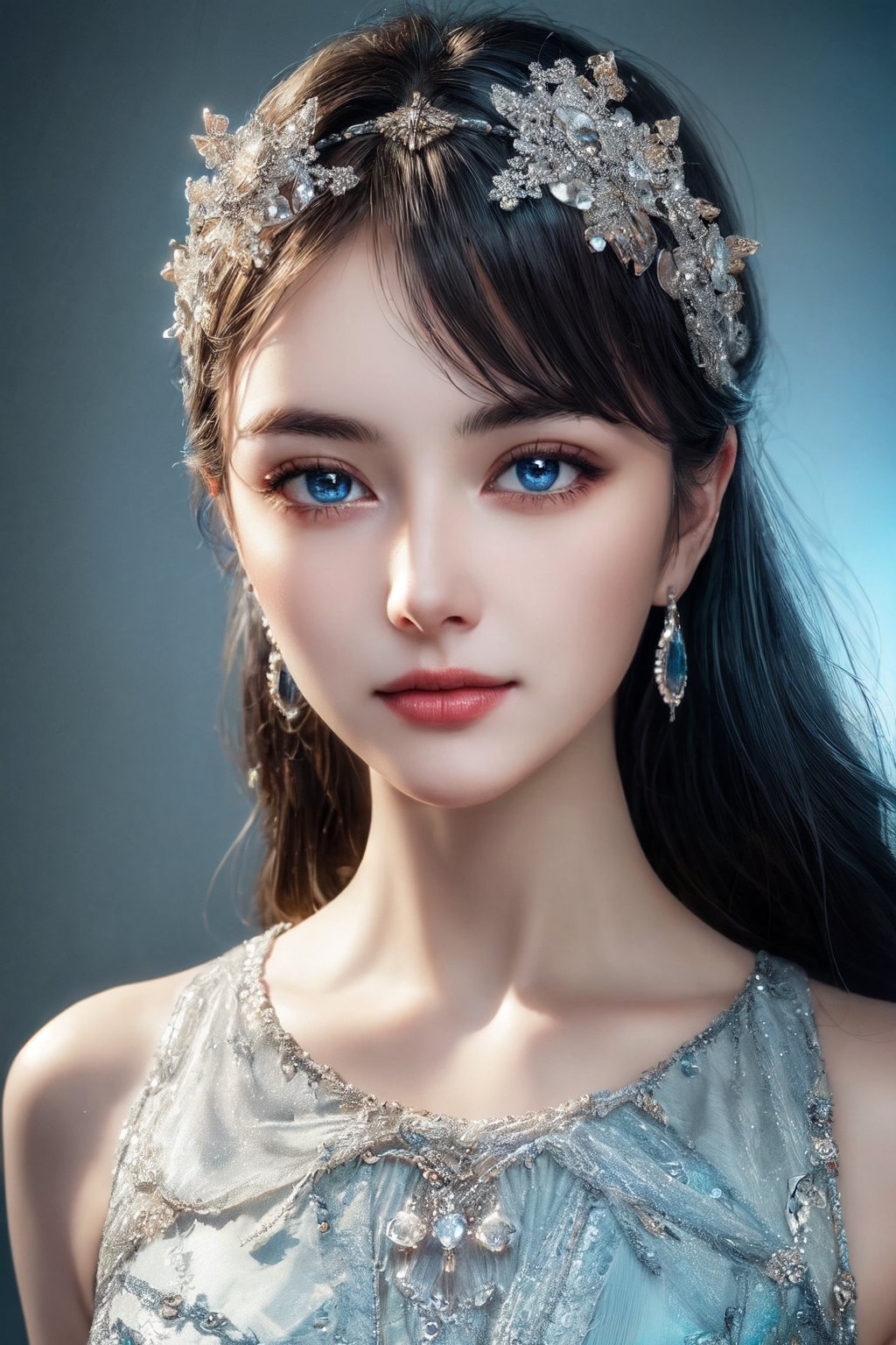 (masterpiece, high quality:1.5), 8K, HDR, 
1girl, well_defined_face, well_defined_eyes, ultra_detailed_eyes, ultra_detailed_face, by FuturEvoLab, 
ethereal lighting, immortal, elegant, porcelain skin, jet-black hair, waves, pale face, ice-blue eyes, blood-red lips, pinhole photograph, retro aesthetic, monochromatic backdrop, mysterious, enigmatic, timeless allure, the siren of the night, secrets, longing, hidden dangers, captivating, nostalgia, timeless fascination, Edge feathering and holy light, Exquisite face, Exquisite face, Exquisite face,Exquisite face