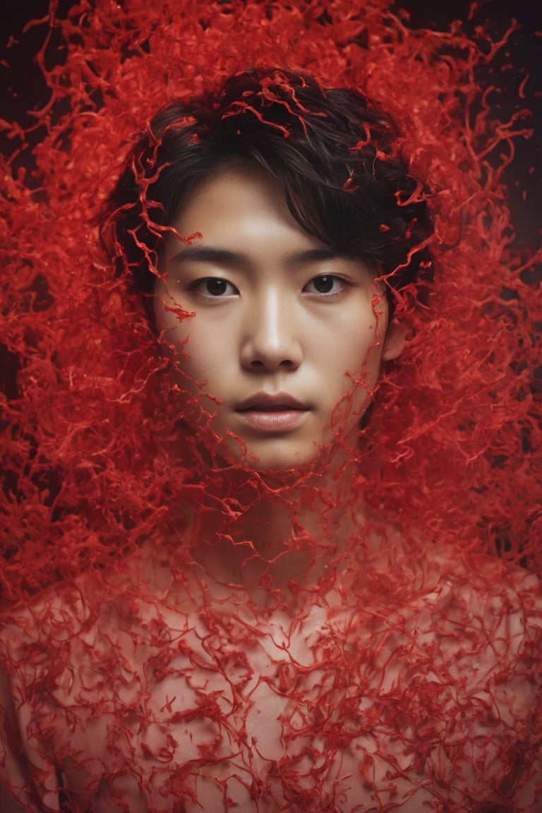 Engulfed By red, a portrait of a pretty asian young man, intricate detail, modern, 16k, digital art, artstation, cinematic lighting, vivid, professional 3d model analog film photo, a portrait of a pretty french young woman, faded film, desaturated, 35mm photo, grainy, vignette, vintage, Kodachrome, Lomography, stained, highly detailed, found footage . octane render, highly detailed, volumetric, dramatic lighting
 
,ghost person,cinematic  moviemaker style,x made of bath foam,shenshou