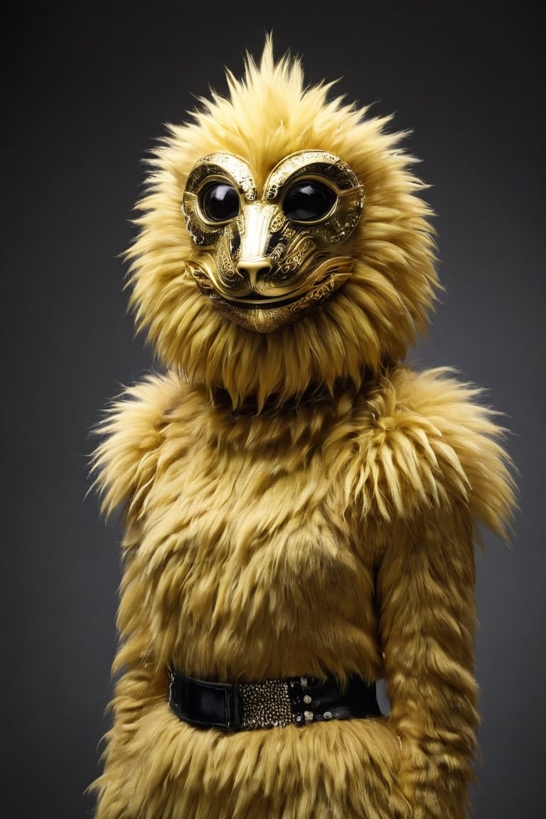  mask, a person standing in a gold monkey mask 18th century,ral-bling,alien,Furry