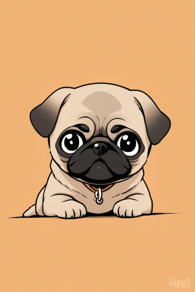  score_9, score_8_up, score_7_up, one cute dog, one dog, pug, thick outlined, in the style of a cartoon illustration, art style, cartoon style, real dog, clean gradient bckground, no collar,txznf