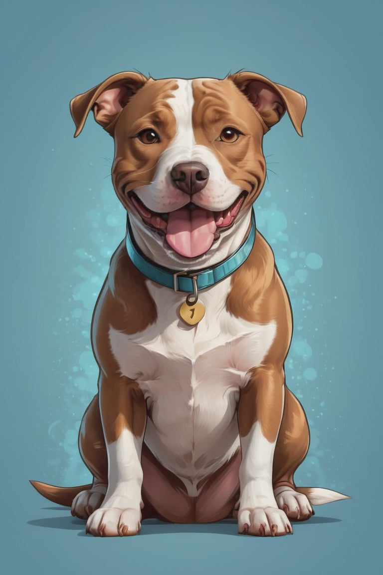  score_9, score_8_up, score_7_up, one cute dog with smily face, one dog, pitbull, thick outlined, art style, cartoon style, real dog, clean gradient bckground, no collar,txznf