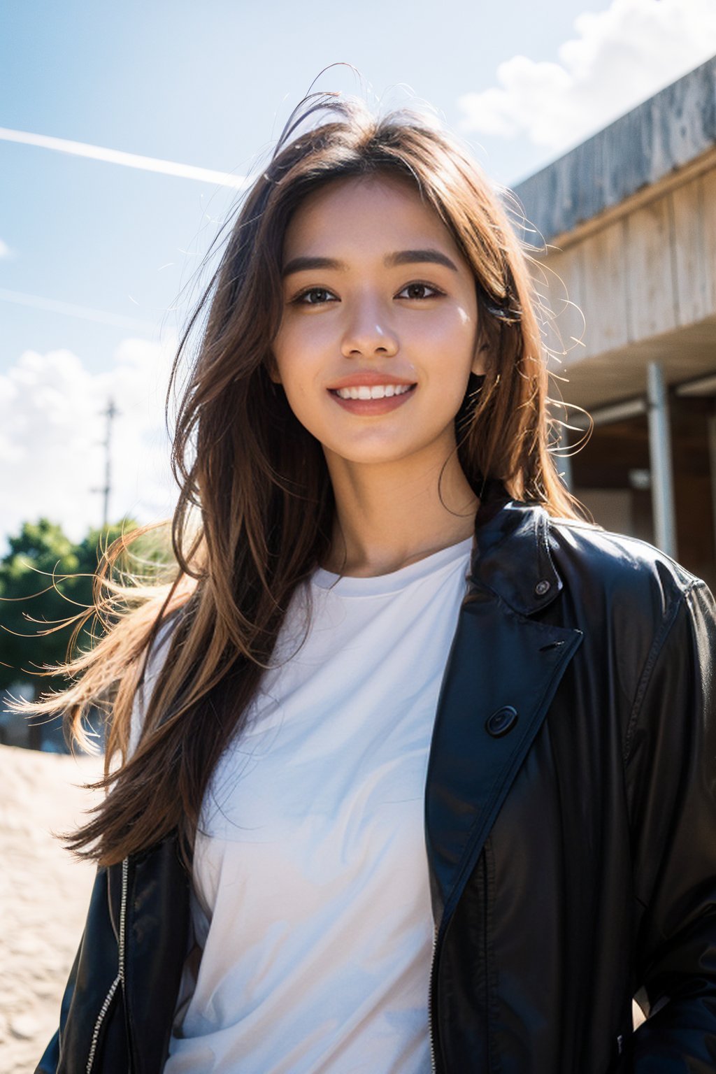 (8k, RAW photo, best quality, masterpiece:1.2), (realistic, photo-realistic:1.4), raw photo, seductive smile, silver hair mix brown, bright brown eyes, (long hair), bright skin, cute, realistic lighting, sunshine, evening cloud outside, fat, guy, man
