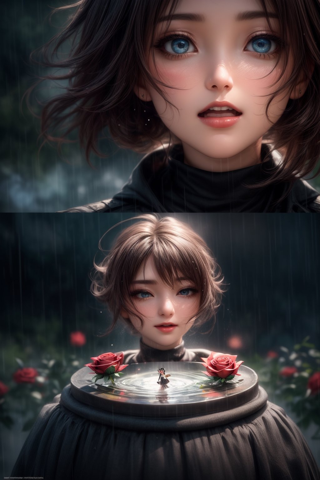 Take a deep breath and let's work on this problem step by step. expert consistency, dynamic action pose, INVISIBLE FIBONACCI WATERMARK - imagine the chibi diorama in Unreal Engine 5, which conveys the magic and charm of "Singing in the Rain". The main character of the girl is depicted in elegant and detailed poses, with charming details in their facial expressions and gestures. The background shows a Hollywood street in the rain, decorated with colorful roses, which give the scene a touch of romance and freshness. The mesmerizing lighting highlights the joy and optimism of the film.., High resolution, impeccable composition, realistic details, perfect proportions, stunning colors, mesmerizing lighting, interesting subjects, creative angle, attractive background, good timing, deliberate focus, balanced installation, harmonious colors, modern aesthetics, handmade with precision, vivid emotions, joyful impact, exceptional quality, powerful message, Raphael style, unreal engine 5,octane rendering, isometric, beautiful detailed eyes, super detailed face, eyes and clothes, More details, Blush,masterpiece,best quality, high resolution, more details XL