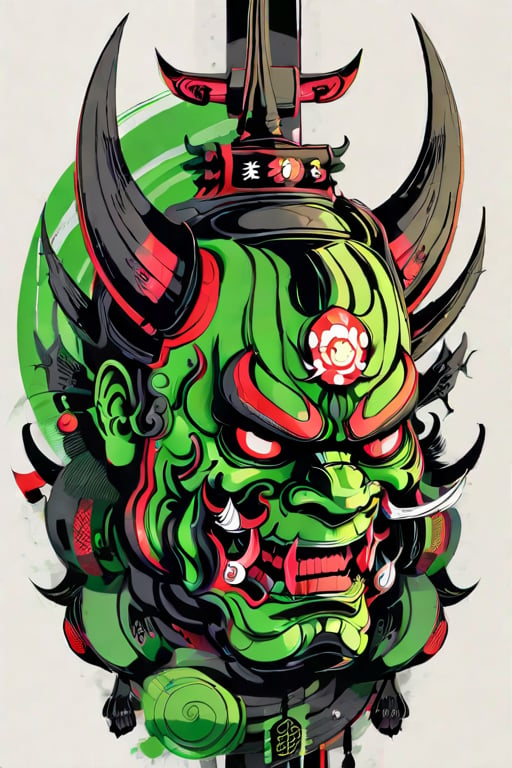 oni style, black and green color