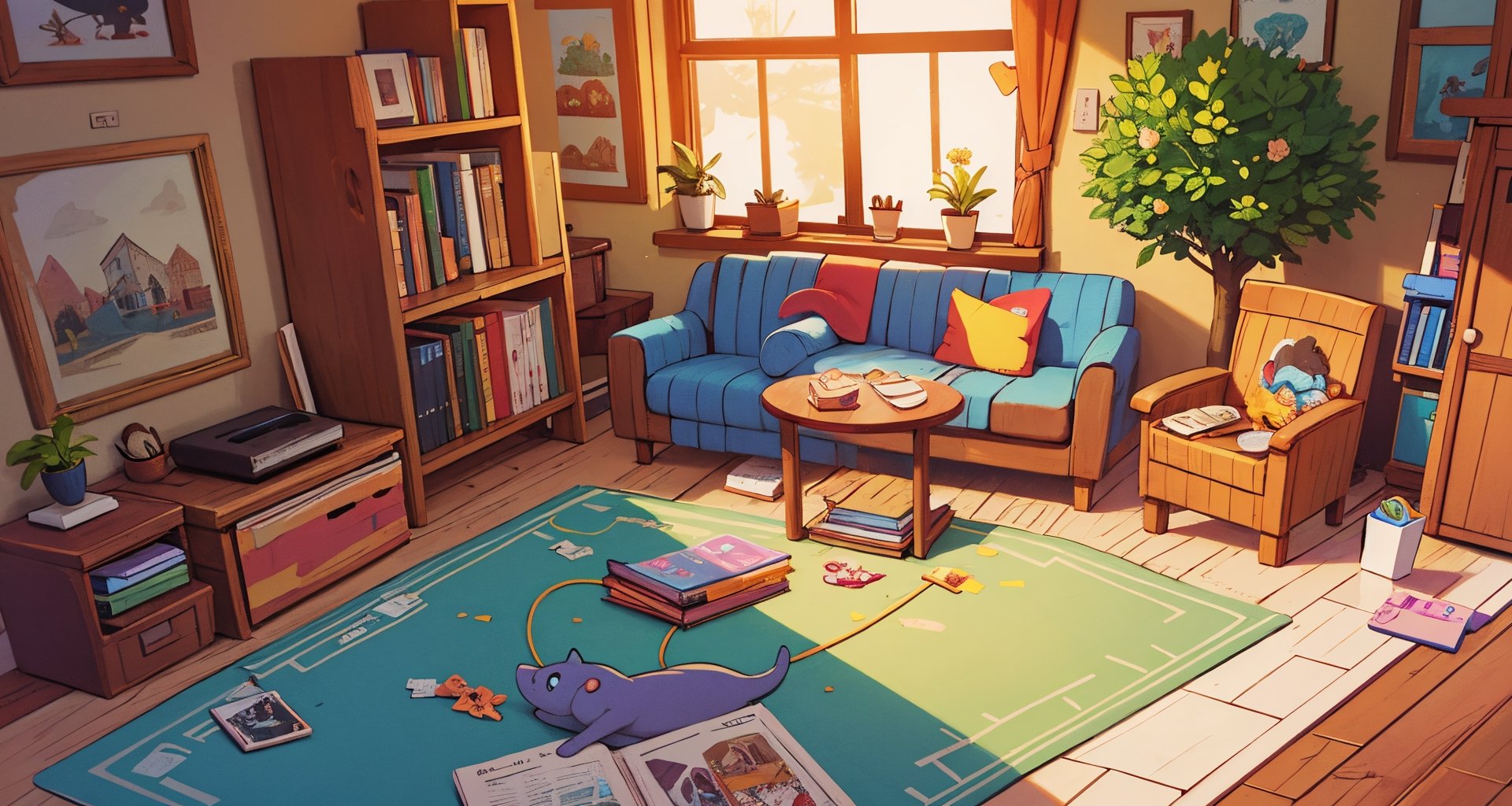 a room, concept art, pixiv, conceptual art, rpg maker style bedroom, flat color, springtime morning, detailed 2d illustration, detailed color scan”, a beautiful artwork illustration,perfect,(best quality,3d,Isometric_Setting,More Detail,ANIME 