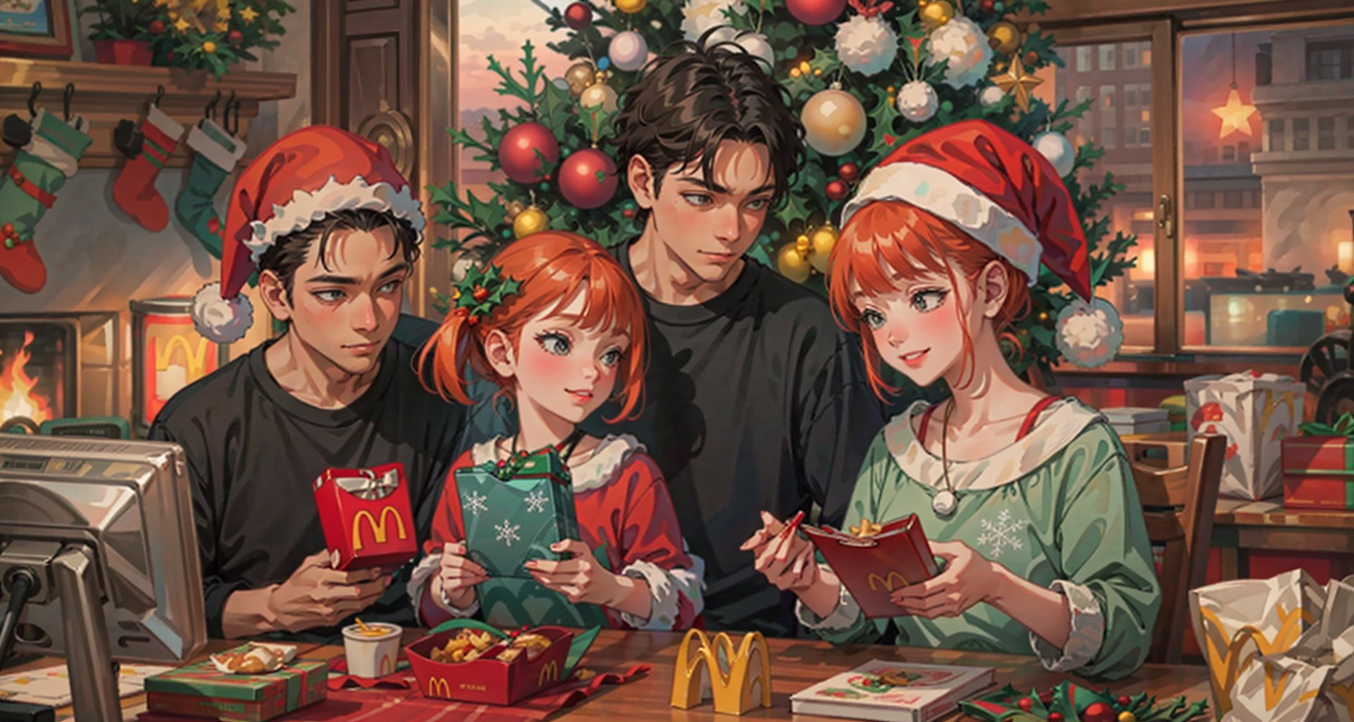 Happy family, meal, McD, 🍟, 🎄, 🎁, ❄️ by cowart 