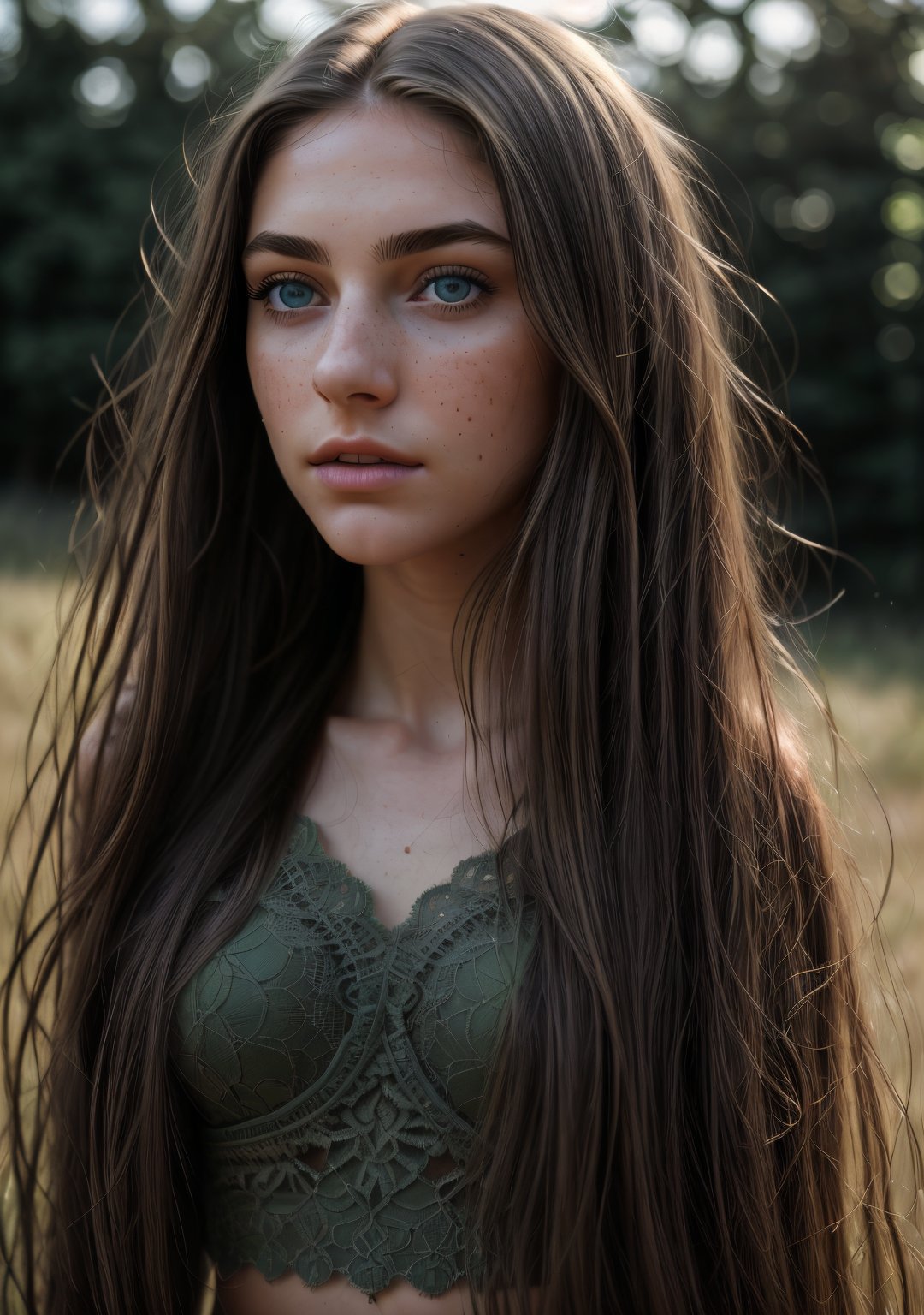 full body, 18yo girl in outdoor, blong hair, (dark-green eyes:1.1), (long_brown_straight_hair:1.1), slim, sunlight, enviroment super light, full body, full view, back_view, photo, rule of thirds, dramatic lighting, medium hair, detailed face, detailed nose, freckles:0.9, intricate background,
(real-looking-skin) (real-looking-eyes-iris) ((video grainyfilm)) natural cinematic lighting ((amateur photo highly defined)) realistic, best quality, photo-realistic 8k, best quality, masterpiece, realistic, photo-realistic
,realism,realistic,raw,analog,woman,photorealistic,analog,realism,portrait, (tight_lace_crop_top:1.1), 