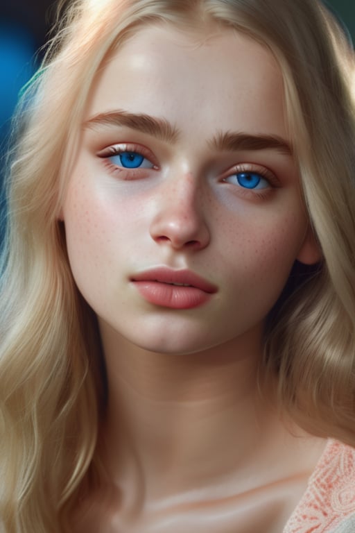 18 year old beautiful russian female, blond hair, freckles, realistic, realistic blue eyes, realistic lips, masterpiece, 4k