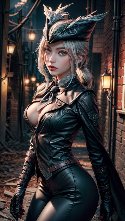 {{{masterpiece}}}, {{{best quality}}}, {{{ultra-detailed}}}, {cinematic lighting}, {illustration}, dark scene, best quality, portrait, 1girl, beautiful, Ladymaria, tricorne,feather hat, gloves, leather pants, standing in dark alley, shaded face, smile, parted lips, blush, necktie, deep green eyes, white hair,ponytail, blush, looking at viewer, medium breasts, masterpiece, fantasy, hdr, masterpiece, film grain, (lens distortion:0.7), (chromatic aberration:0.7), intricate, unreal engine 5, volumetric lighting, realistic, realistic lighting, cinematic, 8k, cinematic lighting, (depth of field:0.7), masterpiece, perfect, hyper-detailed, photorealistic, ultra realistic, realistic light, hard lighting, intricate details, stop motion, hyperfocus, tonemapping, sharp focus, hyper detailed, trending on Artstation, particles, sparkles, dark atmosphere, sexy ass, sexy breasts















,3DMM