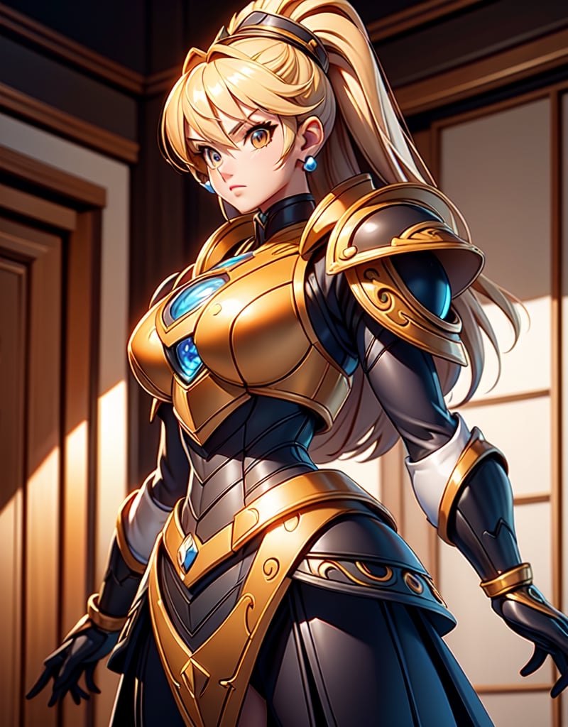 European and American women, A fashion model, shadow armor megaman x6:1:9, hyper ultra mega armor full power:1.9, tech, strong, warrior, space, war, full, imperial, buster, Glamour, paparazzi taking pictures of her, Blonde hair, Brown eyes, 8K, High quality, Masterpiece, Best quality, HD, Extremely detailed, voluminetric lighting, Photorealistic,perfecteyes,3DMM,DonMCyb3rN3cr0XL  ,Chinese general