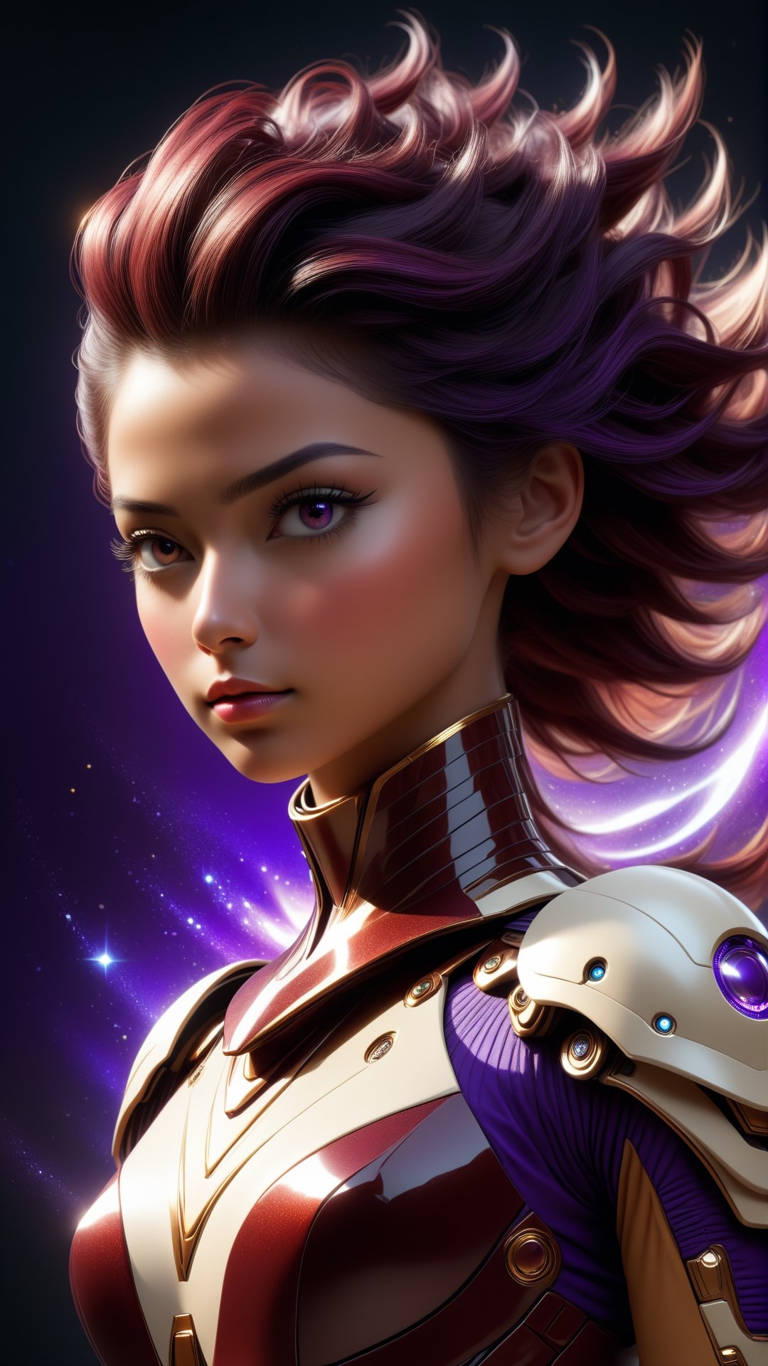 robot high-tech, futuristic:1.5, sci-fi:1.6, (garnet, purple and cream color:1.9), (full body:1.9), sophisticated, ufo, ai, tech, unreal, luxurious, hyper strong armor, Advanced technology of a Type V, epic high-tech futuristic city back ground

PNG image format, sharp lines and borders, solid blocks of colors, over 300ppp dots per inch, 32k ultra high definition, 530MP, Fujifilm XT3, cinematographic, (photorealistic:1.6), 4D, High definition RAW color professional photos, photo, masterpiece, realistic, ProRAW, realism, photorealism, high contrast, digital art trending on Artstation ultra high definition detailed realistic, detailed, skin texture, hyper detailed, realistic skin texture, facial features, armature, best quality, ultra high res, high resolution, detailed, raw photo, sharp re, lens rich colors hyper realistic lifelike texture dramatic lighting unrealengine trending, ultra sharp, pictorial technique, (sharpness, definition and photographic precision), (contrast, depth and harmonious light details), (features, proportions, colors and textures at their highest degree of realism), (blur background, clean and uncluttered visual aesthetics, sense of depth and dimension, professional and polished look of the image), work of beauty and complexity. perfectly symmetrical body.

(aesthetic + beautiful + harmonic:1.5), (ultra detailed face, ultra detailed eyes, ultra detailed mouth, ultra detailed body, ultra detailed hands, ultra detailed clothes, ultra detailed background, ultra detailed scenery:1.5),

3d_toon_xl:0.8, JuggerCineXL2:0.9, detail_master_XL:0.9, detailmaster2.0:0.9, perfecteyes-000007:1.3,DonMASKTexXL 