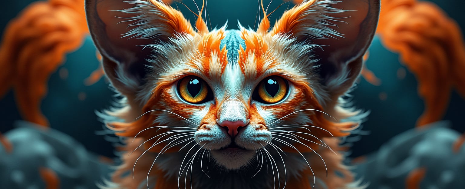 a caleidoscope cat; warped and distorted