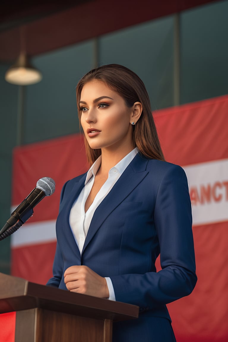 raw photo of revy, 20 years old, slim, natural saggy breasts, wearing business suit, earrings, makeup, delivering a speech on a podium, close up,
highly detailed face, long hair, close up, (slim waist), saggy breasts, areolae, crowd in background, rim light, specular reflections, Global illumination, photorealistic, ultra realistic, highly detailed, masterpiece, antialiased, sharp, 50 ISO, f/8
