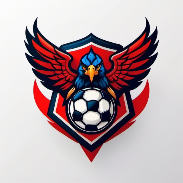 logo of a soccer ball and a red eagle as a mascot, Leonardo Style,oni style, illustration, 