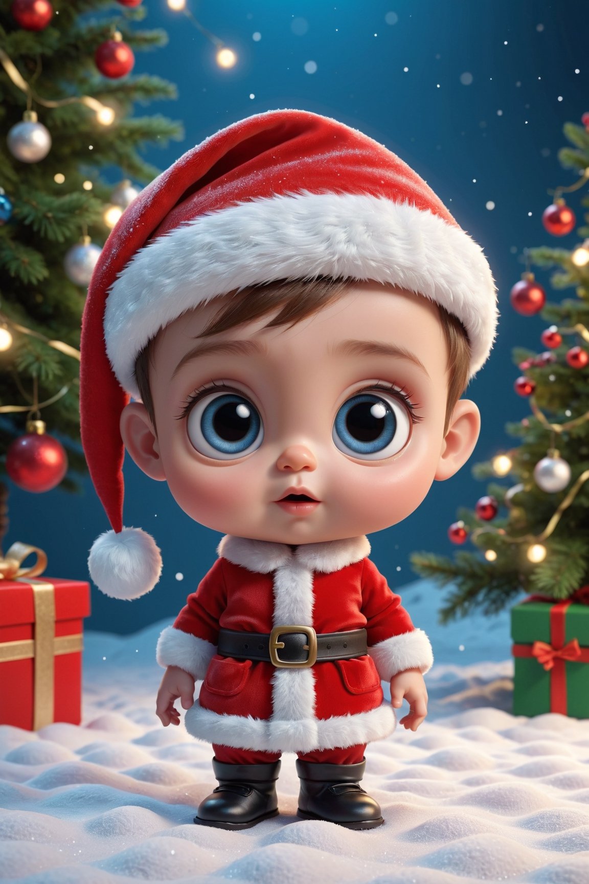 santa cute baby cartoon ultra realist big eyes