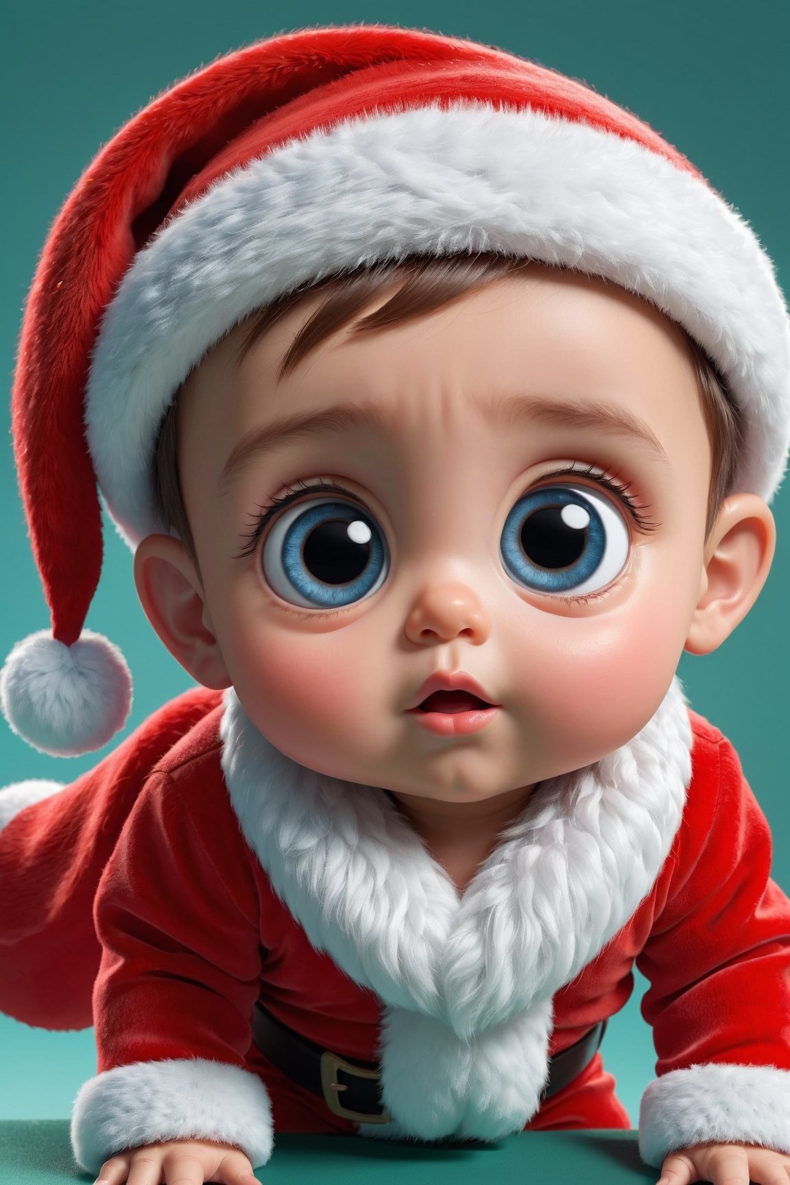 santa cute baby cartoon ultra realist big eyes