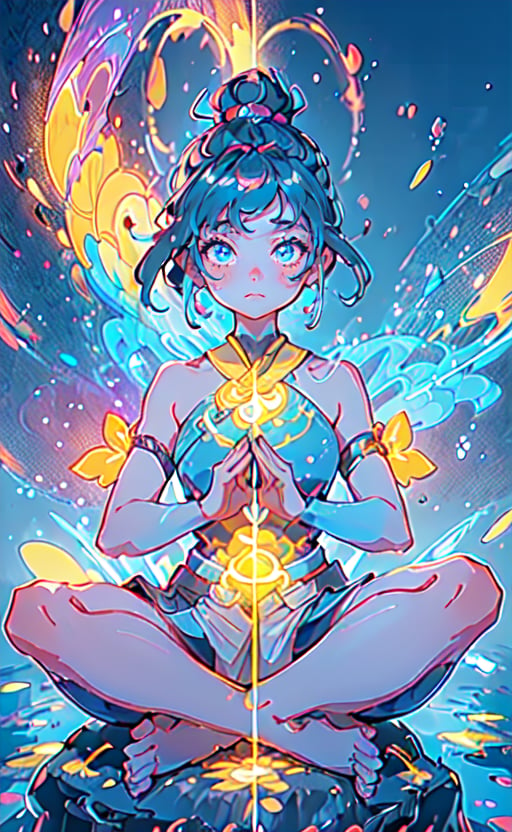 (masterpiece),(highres,best quality:1.2),1girl,16k,meditation girl in a serene meditative pose, looking at viewer,mystical,magical,glow, glowing, lighting,cinematic,sparkle,meditation girl in a serene meditative pose, surrounded by a vivid cosmic backdrop,infuse the artwork with the harmonious flow of chakra energies, radiating her connection to the Universe's boundless serenity.,alex benedetto,EnvyBeautyMix23