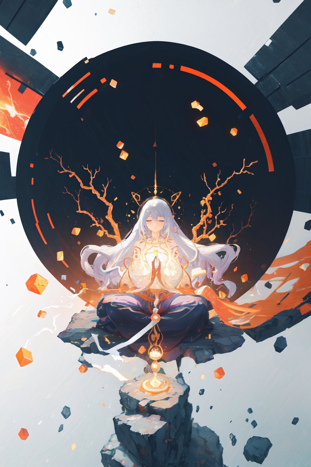 (masterpiece:1.4),(highres,high quality:1.4),(ultra detailed:1.2),Utilize the power of Ultra 8K Graphics to create a breathtaking scene of the Neuron Style Meditation girl in a serene meditative pose, surrounded by a vivid cosmic backdrop. Let the AI algorithm infuse the artwork with the harmonious flow of chakra energies, radiating her connection to the Universe's boundless serenity,candystyle