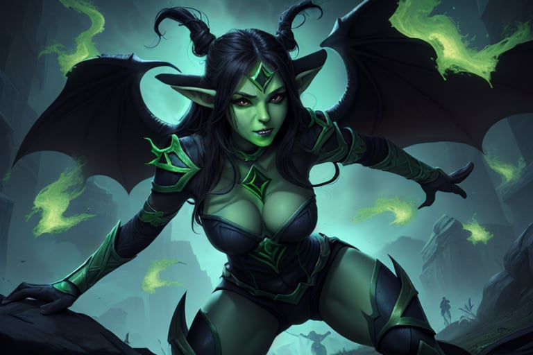 Female Rubick , Dota 2 , Glorious , Heroic , Very Heroic , 4k , HD , High Resolution , big Eyes , Heroic Pose , huge Curves , Cute , Green Cubes in the Air , green-flame-hand , fighting Goblins  