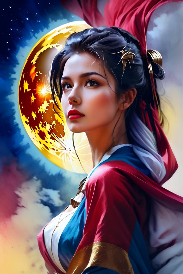 Daughter of the Moon, digital painting,
Style by Gabriele Dell'otto, AI Midjourney, bright saturated colors, watercolor, oil paints,