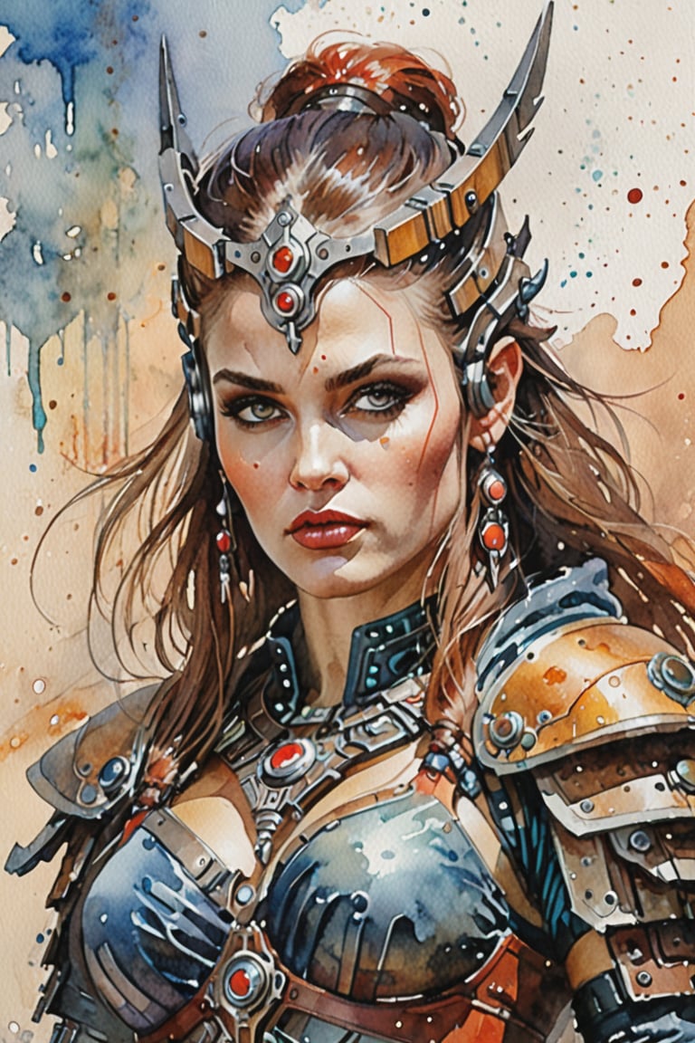 ,Beautyful A valkiry. Watercolor, trending on artstation, sharp focus, studio photo, intricate details, highly detailed, by greg rutkowski, more detail XL, hyper detailed, realistic, , by julie bell, frank frazetta, cinematic lighting,Expressiveh,concept art,yor briar,More Reasonable Details,cyberpunk style