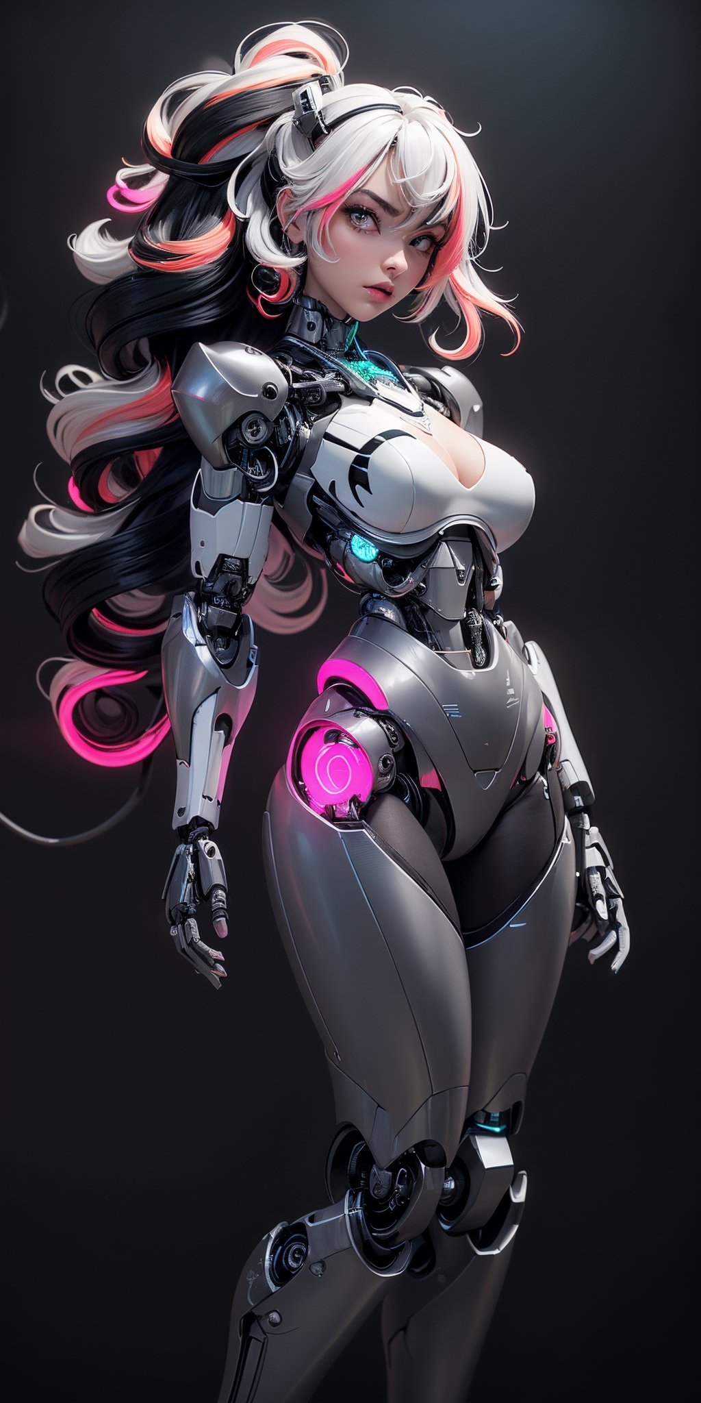 masterpiece, best quality, best quality, Amazing, beautiful detailed eyes, extremely detailed CG unity 8k wallpaper, dark themes 1girl, big breast, big natural breast, dropping breast, natural saggy breast, (vagina:1.35), big hip, (long black wavy hair in the air:1.34), (perfert long legs:1.35), (more machanical detial:1.36), (leon light translucent from join, ((matt black and white colored titanium cyborg body covering the body:1.35)), mecha musume, cowboy shot, weapons, matt ultra-hard Transformers cyborg body, (furture battalfield background:1.35), hourglass body shape, front angle shots, zzenny_n, transparent bodystocking, spread_pussy, black hair, red eyes,High detailed,(female hair made of fine multicolored neon curls:1.5), (long thin hair made of multicolored neon strands flowing down the body)