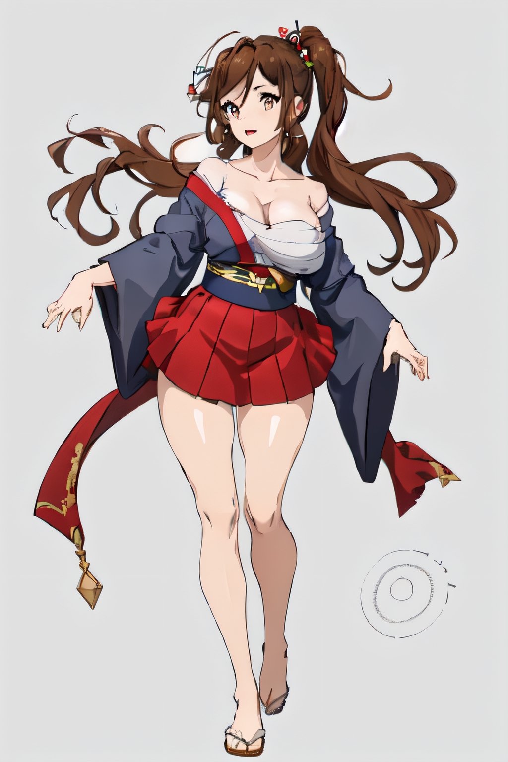 masterpiece, best quality,solo, 1girl, large breasts, sarashi, off shoulder, japanese clothes, chest sarashi, highres, (full body),Hori