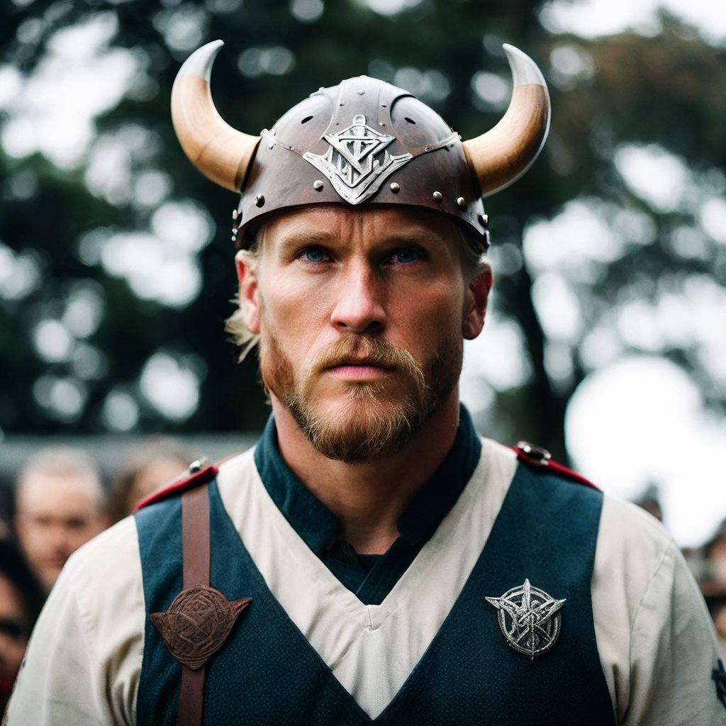 photograph portrait of clmnt viking, wearing a vlzblnc uniform, stoic cinematic 4k epic detailed photograph shot on kodak detailed bokeh cinematic hbo dark moody,rshlf