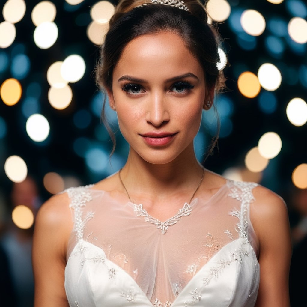 photograph portrait of mrlhgr wedding bride, wearing a vlzblnc dress, happy, stoic cinematic 4k epic detailed 4k epic detailed photograph shot on kodak detailed bokeh cinematic hbo dark moody,rshlf,<lora:659095807385103906:1.0>