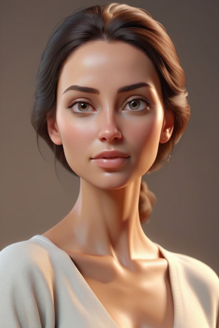 A serene woman with radiant skin, looking confidently at the camera. 3d render