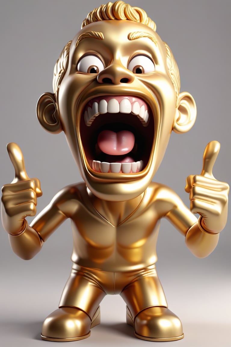 Golden fredy pose with wide open mouth, 3d render, 32k , hd