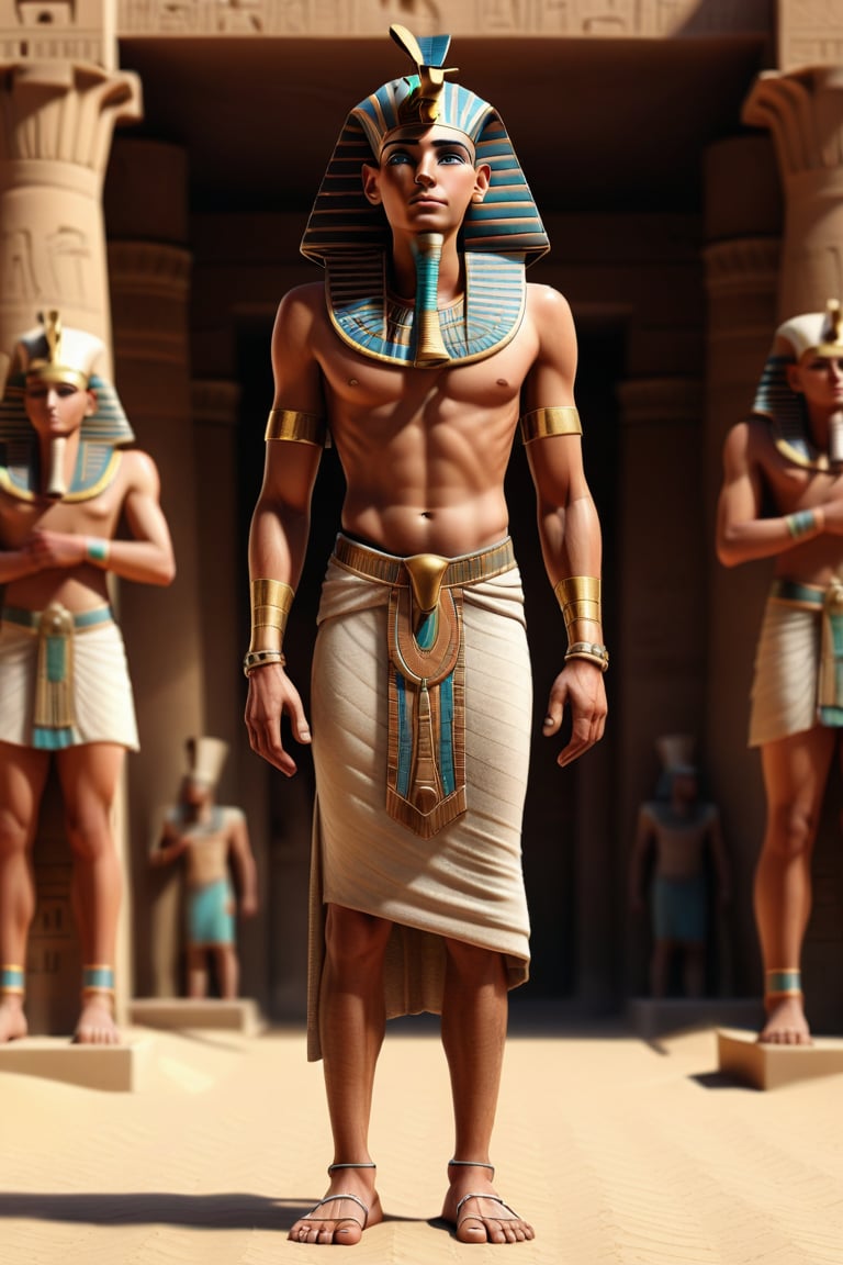 A handsom ancient egyption man standing,  3d render